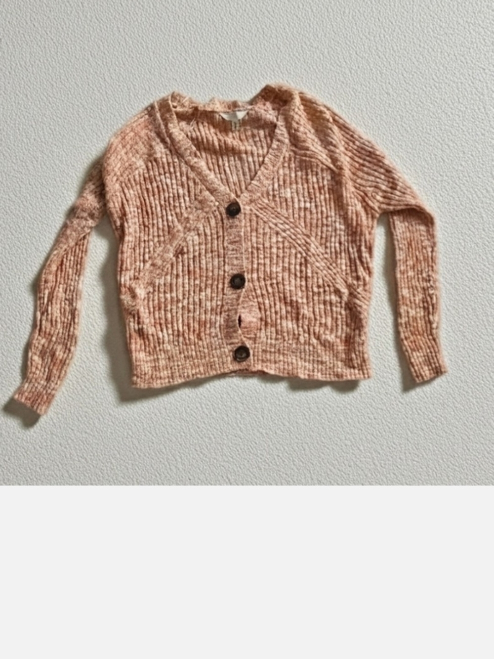 Women's Soft Ribbed Knit Button-Up Cardigan - Orange and Brown Hues Size Small